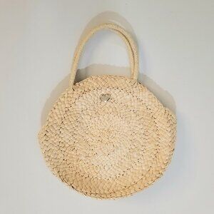 Lovely Tote Co. Round woven straw tote bag Sz Med